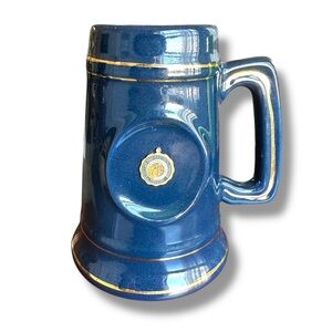 Vintage Ohio University Navy Blue Ceramic Beer Stein EUC Bobcats Loren Murchison